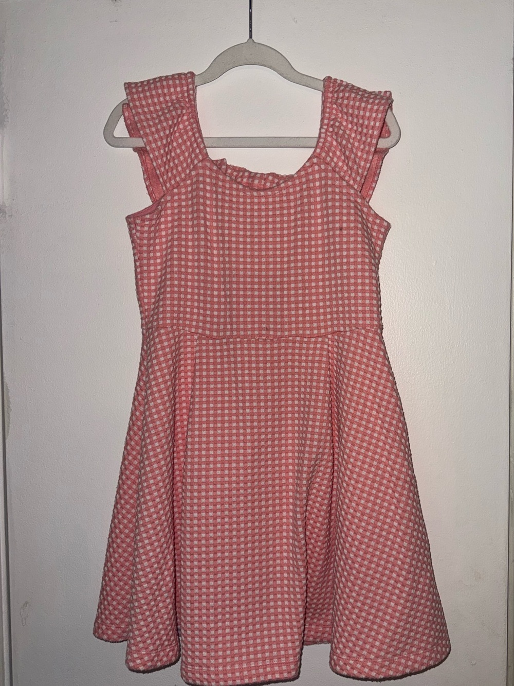 Janie and Jack Coral Pink Gingham Fit & Flare Dress